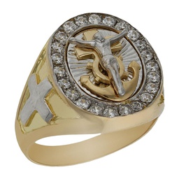[SE242] SELLO BICOLOR ORO 18KL CRISTO CIRCONITAS