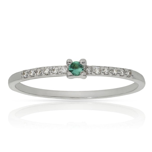 SORTIJA ORO BLANCO 18KL ESMERALDA + DIAMANTES