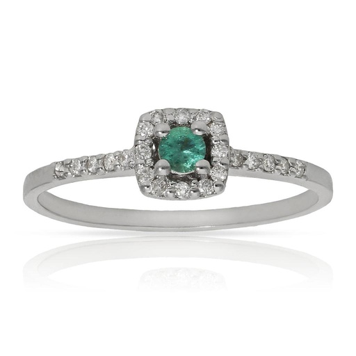 SORTIJA ORO BLANCO 18KL ESMERALDA + DIAMANTES