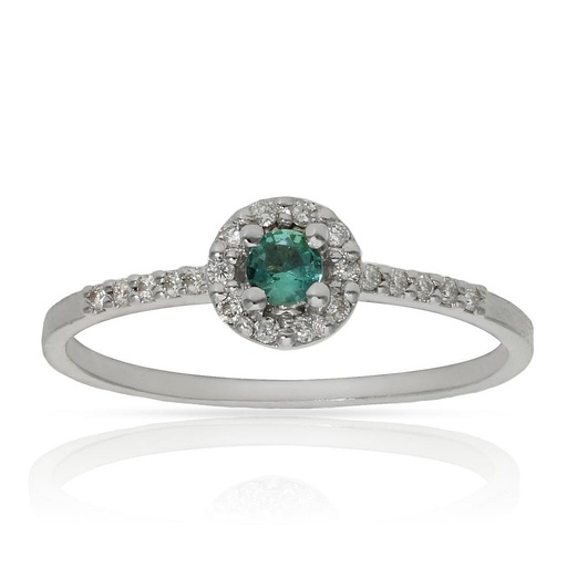SORTIJA ORO BLANCO 18KL ESMERALDA + DIAMANTES