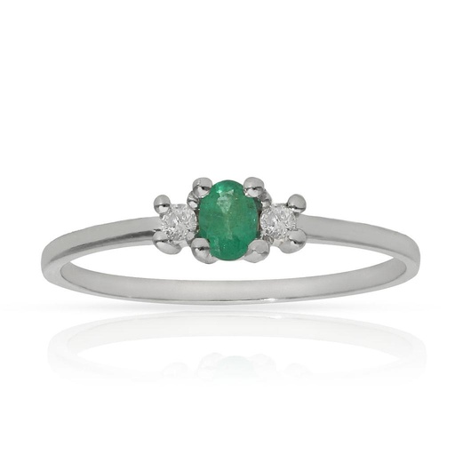 SORTIJA ORO BLANCO 18KL ESMERALDA + DIAMANTES - STOCK