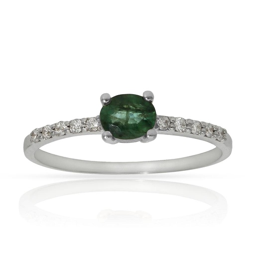 SORTIJA ORO BLANCO 18KL ESMERALDA + DIAMANTES - STOCK