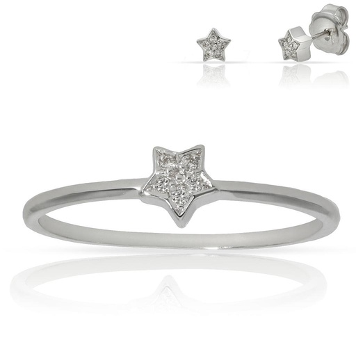 SORTIJA ORO BLANCO 18KL ESTRELLA DIAMANTES