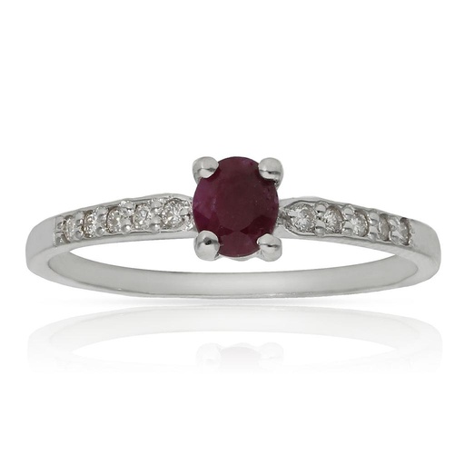 SORTIJA ORO BLANCO 18KL RUBI + DIAMANTES