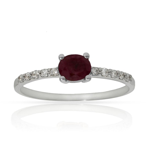SORTIJA ORO BLANCO 18KL RUBI + DIAMANTES - STOCK