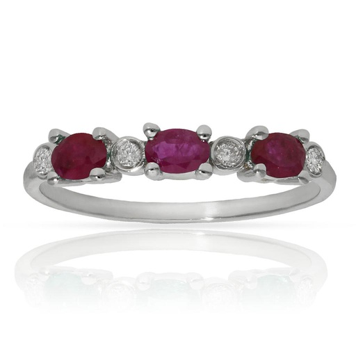 SORTIJA ORO BLANCO 18KL RUBIES + DIAMANTES - STOCK