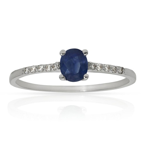 SORTIJA ORO BLANCO 18KL ZAFIRO + DIAMANTES