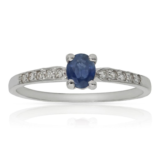 SORTIJA ORO BLANCO 18KL ZAFIRO + DIAMANTES - STOCK