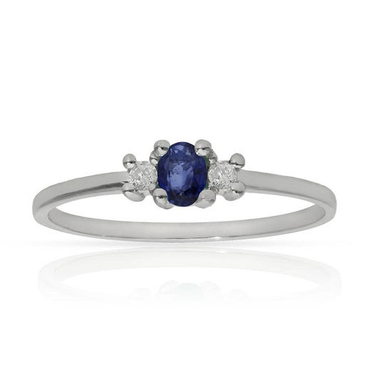 SORTIJA ORO BLANCO 18KL ZAFIRO + DIAMANTES - STOCK