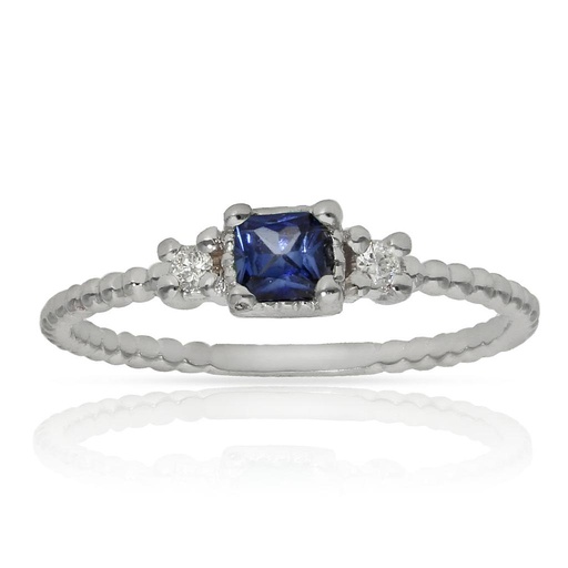 SORTIJA ORO BLANCO 18KL ZAFIRO + DIAMANTES - STOCK