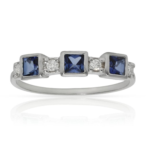 SORTIJA ORO BLANCO 18KL ZAFIROS + DIAMANTES