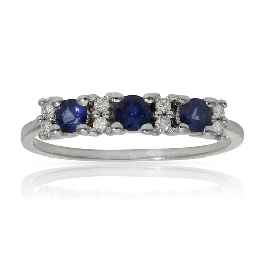 SORTIJA ORO BLANCO 18KL ZAFIROS + DIAMANTES
