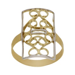 [S11] SORTIJA BICOLOR ORO 18KL  RECTANGULAR