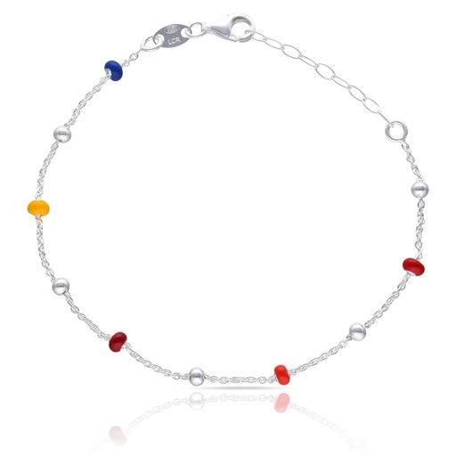 TOBILLERA PLATA 925MM BOLAS ESMALTADAS
