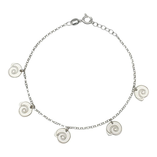 TOBILLERA PLATA 925MM MINI CHARMS CARACOLAS