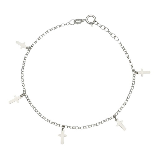 TOBILLERA PLATA 925MM MINI CHARMS CRUCES
