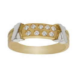 [S4447] SORTIJA BICOLOR ORO 18KL CIRCONITAS
