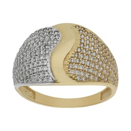 [S715] SORTIJA BICOLOR ORO 18KL CIRCONITAS