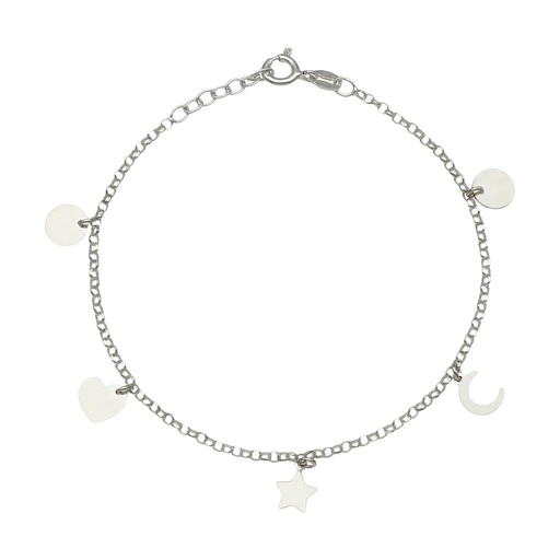 TOBILLERA PLATA 925MM MINI CHARMS MIX