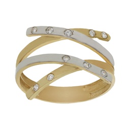 [S335] SORTIJA BICOLOR ORO 18KL CIRCONITAS