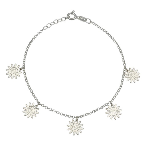 TOBILLERA PLATA 925MM MINI CHARMS SOL