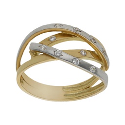 [S340] SORTIJA BICOLOR ORO 18KL CIRCONITAS