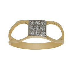 [S482] SORTIJA BICOLOR ORO 18KL CIRCONITAS