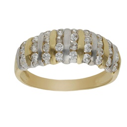 [S4206] SORTIJA BICOLOR ORO 18KL CIRCONITAS