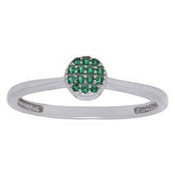 [S957] SORTIJA CIRCULO ORO BLANCO 18KL - VERDE