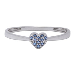 [S965] SORTIJA CORAZON ORO BLANCO 18 KL - AZUL