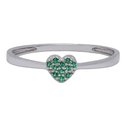 [S966] SORTIJA CORAZON ORO BLANCO 18 KL - VERDE