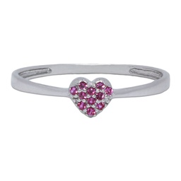 [S963] SORTIJA CORAZON ORO BLANCO 18KL - ROJO
