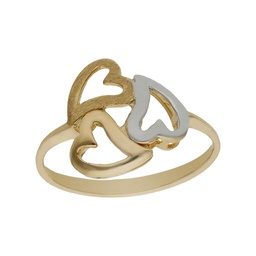 [S967] SORTIJA CORAZONES BICOLOR ORO 18KL