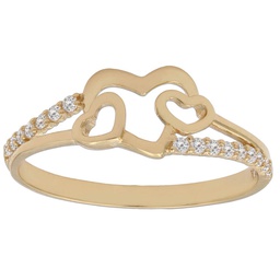 [S985] SORTIJA CORAZONES ORO 18KL CIRCONITAS